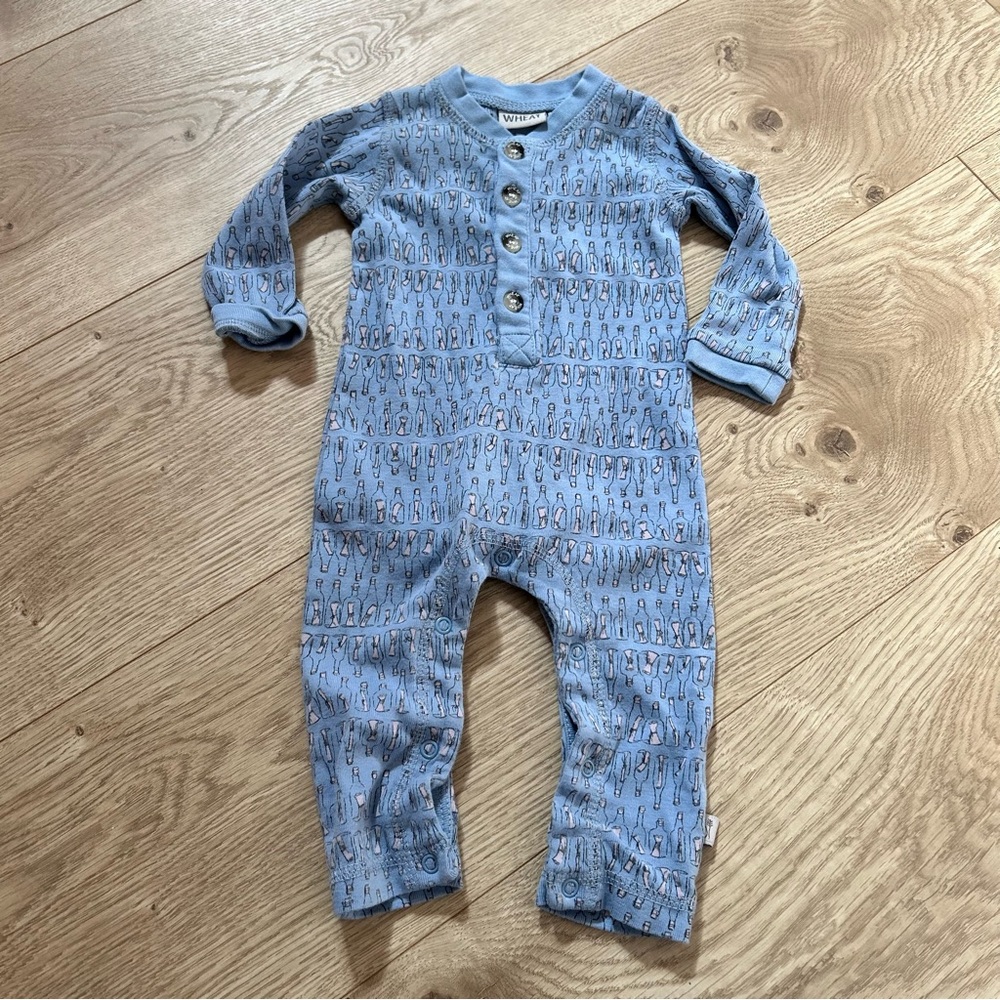 Wheat organic cotton message in a bottle 3 months outfit